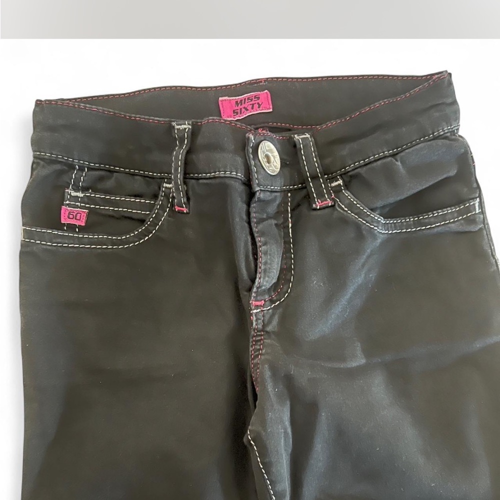 Miss Sixty Black Skinny Jeans with Pink Stitching